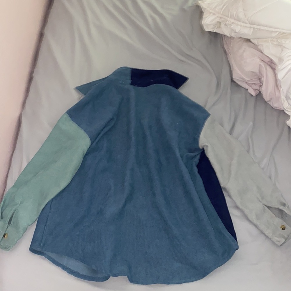 Blue Color Block Shacket - Picture 11 of 11
